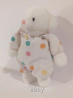 Soft Dreams Circus Bear Plush Rattle Polka Dot Stuffed Animal Toy Vtg