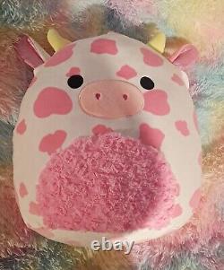 Squishmallow 16 Evangelica Pink Cow Spotted Valentines Day 2023 Fuzzy Tummy