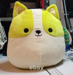 Squishmallow Reginald Corgi Dog 8 Plush Yellow Neon Green 2019 with Tags