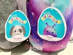 Squishmallows Gustavus Puppy Dog & Daxxon Galaxy Alien 8 Plush Bundle NEW