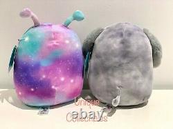 Squishmallows Gustavus Puppy Dog & Daxxon Galaxy Alien 8 Plush Bundle NEW