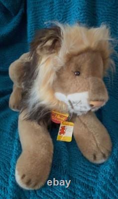 Steiff Molly Leo Lion Plush Stuffed Animal Toy Ear Button Hang Tags 30 in. 1980s