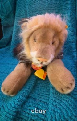 Steiff Molly Leo Lion Plush Stuffed Animal Toy Ear Button Hang Tags 30 in. 1980s