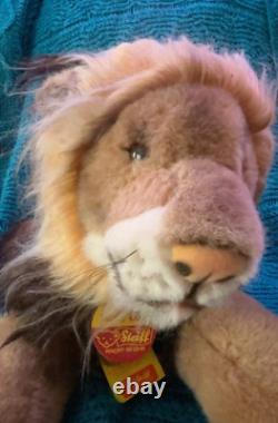 Steiff Molly Leo Lion Plush Stuffed Animal Toy Ear Button Hang Tags 30 in. 1980s