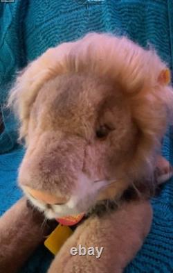 Steiff Molly Leo Lion Plush Stuffed Animal Toy Ear Button Hang Tags 30 in. 1980s