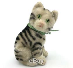 Steiff Susi Tabby Cat Sitting Mohair Plush 17cm 7in Glass Eyes 1949 -55 no ID