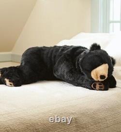 Stuffed Jumbo Black Bear Body Pillow Lifelike Soft Plush Animal 48L Giant Toy