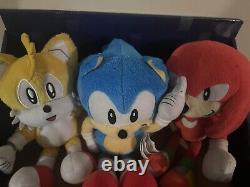 TOMY Sonic the hedgehog plush Classic Sonic Tails Knuckles set with Display box