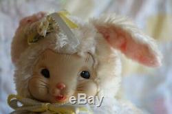 The Rushton Company Vintage Rubber Face Bunny Rabbit Plush Stuffed Rare 1950's