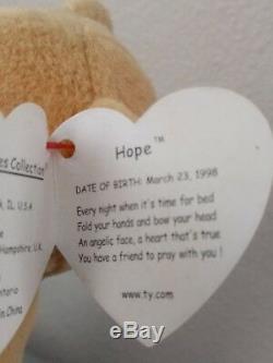 Ty Beanie Babies Hope The Bear Plush Stuffed Animal Toy Rare Praying 4 Errors