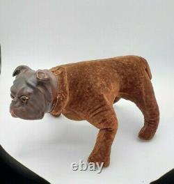 Unusual Vintage Antique Composition Velvet English Bulldog Stuffed Animal Plush