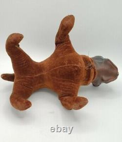 Unusual Vintage Antique Composition Velvet English Bulldog Stuffed Animal Plush