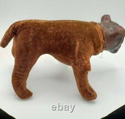 Unusual Vintage Antique Composition Velvet English Bulldog Stuffed Animal Plush