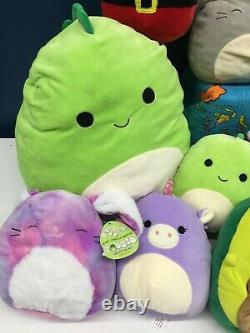 Used LOT 26 Squishmallow Kellytoy Plush Toys Dinosaur Avocado Bunny Duck Santa