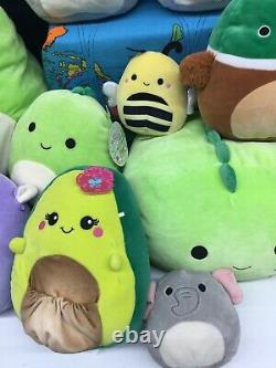 Used LOT 26 Squishmallow Kellytoy Plush Toys Dinosaur Avocado Bunny Duck Santa