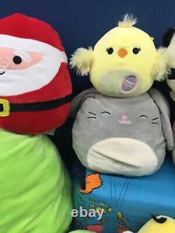 Used LOT 26 Squishmallow Kellytoy Plush Toys Dinosaur Avocado Bunny Duck Santa