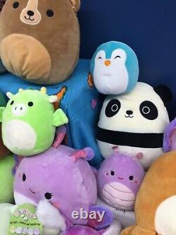 Used LOT 26 Squishmallow Kellytoy Plush Toys Dinosaur Avocado Bunny Duck Santa