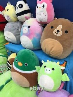 Used LOT 26 Squishmallow Kellytoy Plush Toys Dinosaur Avocado Bunny Duck Santa