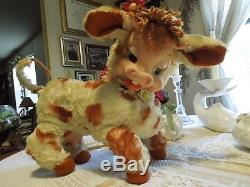VINTAGE 14 RUSHTON STAR DAISY BELLE COW w WORKING MOO SOUND! RUBBER FACE, PLUSH