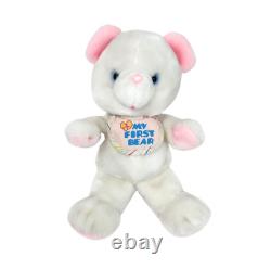 VINTAGE AMTOY MY FIRST TEDDY BEAR WHITE With PINK EARS STUFFED ANIMAL PLUSH TOY