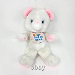 VINTAGE AMTOY MY FIRST TEDDY BEAR WHITE With PINK EARS STUFFED ANIMAL PLUSH TOY