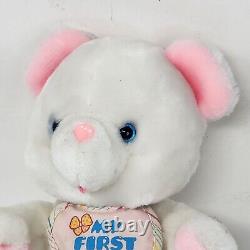 VINTAGE AMTOY MY FIRST TEDDY BEAR WHITE With PINK EARS STUFFED ANIMAL PLUSH TOY