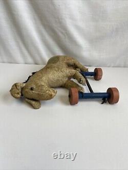 VINTAGE Plush Donkey On Wheels- Possibly Steiff