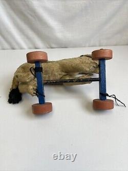 VINTAGE Plush Donkey On Wheels- Possibly Steiff