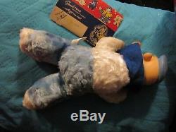 VINTAGE RUBBER FACE PLUSH BEAR POPEYE SAILOR DOLL W RARE RED GUND BOX 1950s TOY