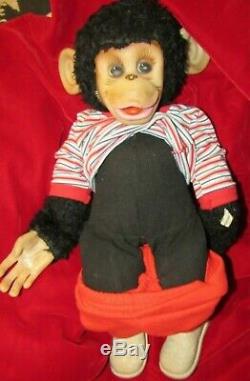 VINTAGE RUBBER FACE RUSHTON PLUSH MONKEY HAPPY CHIMP 21 ZIPPY MR BIM 1950s ZIP