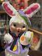 Vintage Rushton Rubber Face Rabbit Artist Bunny Doll Plush Excellent Rushton Htf