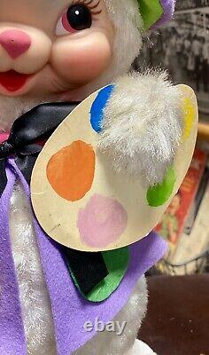 VINTAGE RUSHTON Rubber Face Rabbit Artist Bunny Doll Plush Excellent Rushton HTF