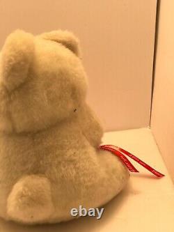 VINTAGE Trusty Friend Stuffed Animal Plush White Teddy Bear Ribbon Valentine 7