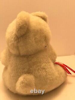 VINTAGE Trusty Friend Stuffed Animal Plush White Teddy Bear Ribbon Valentine 7