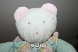 VIntage Eden Pastel Terrycloth Bear Teddy Stuffed Plush Striped Collar 12 Clown