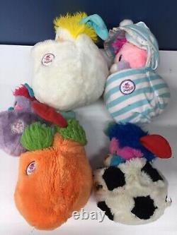 VTG 1980s Mattel LOT 5 Popples Plush Toys Orange Baby Cribsy Soccer 80s Used