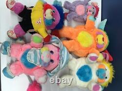 VTG 1980s Mattel LOT 5 Popples Plush Toys Orange Baby Cribsy Soccer 80s Used