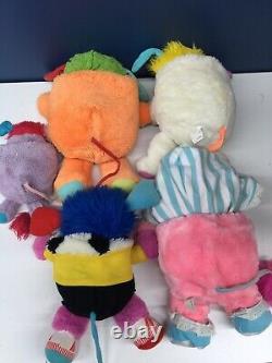 VTG 1980s Mattel LOT 5 Popples Plush Toys Orange Baby Cribsy Soccer 80s Used