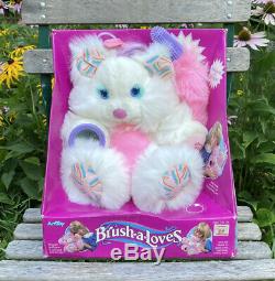 VTG 80s Amtoy Brush-A-Loves Bubble Love White and Pink Bear Plush Toy NRFB Box