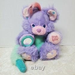 VTG 80s TYCO BRUSH A LOVES Purple Posy Teddy Bear Stuffed Toy Plush Pink