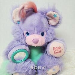 VTG 80s TYCO BRUSH A LOVES Purple Posy Teddy Bear Stuffed Toy Plush Pink