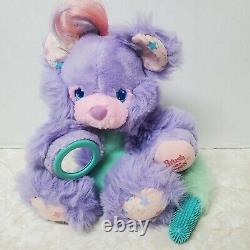 VTG 80s TYCO BRUSH A LOVES Purple Posy Teddy Bear Stuffed Toy Plush Pink