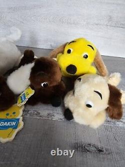 VTG Dakin Drooper Puppy Dog Family 1973 Stuffed Animal Plush Nutshell LOT Rare