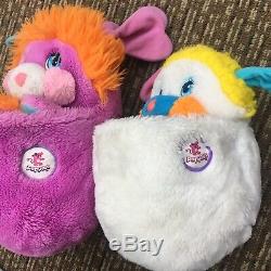 VTG LOT 1980s 2 Popples Pancake Puffball Popple Plush Dolls Used 80s 12 16