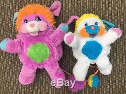 VTG LOT 1980s 2 Popples Pancake Puffball Popple Plush Dolls Used 80s 12 16