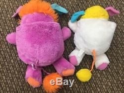 VTG LOT 1980s 2 Popples Pancake Puffball Popple Plush Dolls Used 80s 12 16