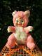 Vtg Rushton Company Happy Rubber Face Pink Teddy Bear Doll Stuffed Animal Plush