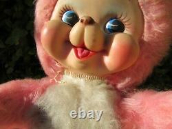 VTG Rushton Company Happy Rubber Face Pink Teddy Bear Doll Stuffed Animal Plush