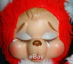 Vintage 12 Rushton Rubber Face Faced Plush Red Pouting Crying Bear w Tag