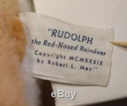 Vintage 1939 RUDOLPH the RED NOSED REINDEER Gund Swedlin Stuffed Plush